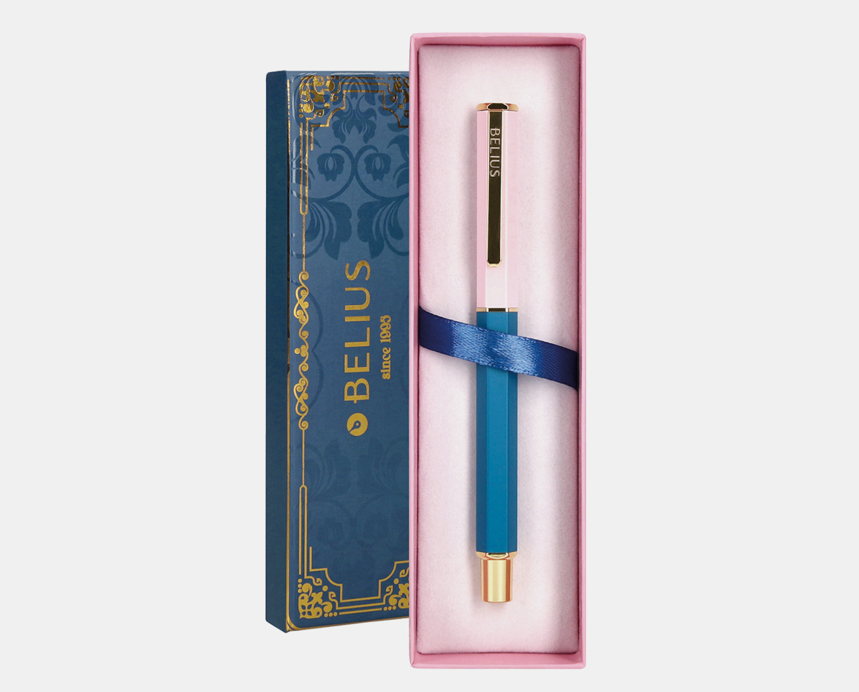 Bolígrafo (tamaño 0,8mm) azul y rosa. Colección Macaron Bliss. Belius.