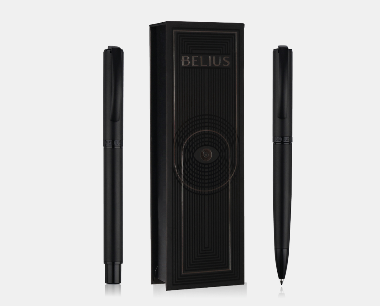 Roller (tamaño 0,7mm) y bolígrafo (tamaño 0,8mm) negro. Colección turbo. Belius